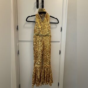 Girls Sequin 70’s Dance Jumpsuit Costume for Jazz or Acro SZ Child Small EUC